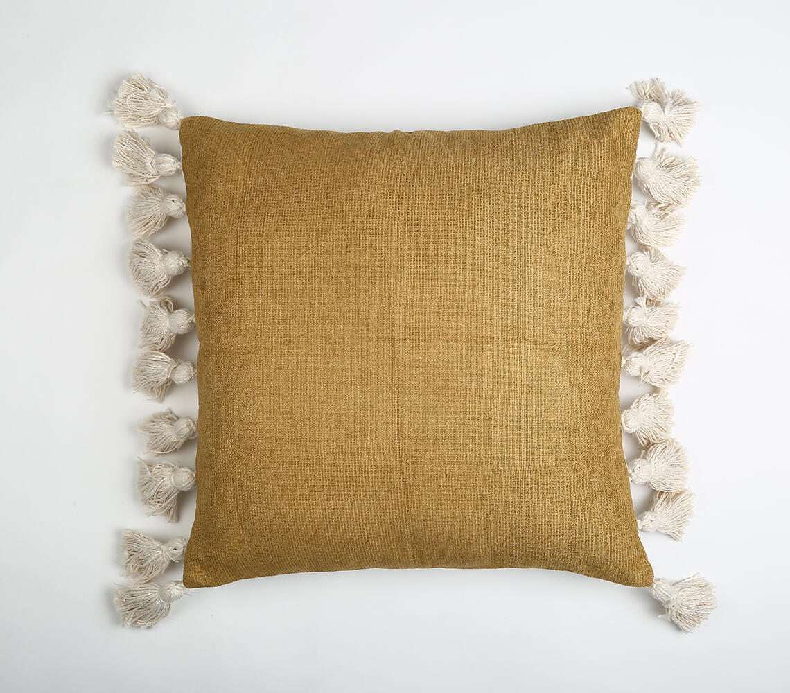 Tasseled Tan Cushion cover-0
