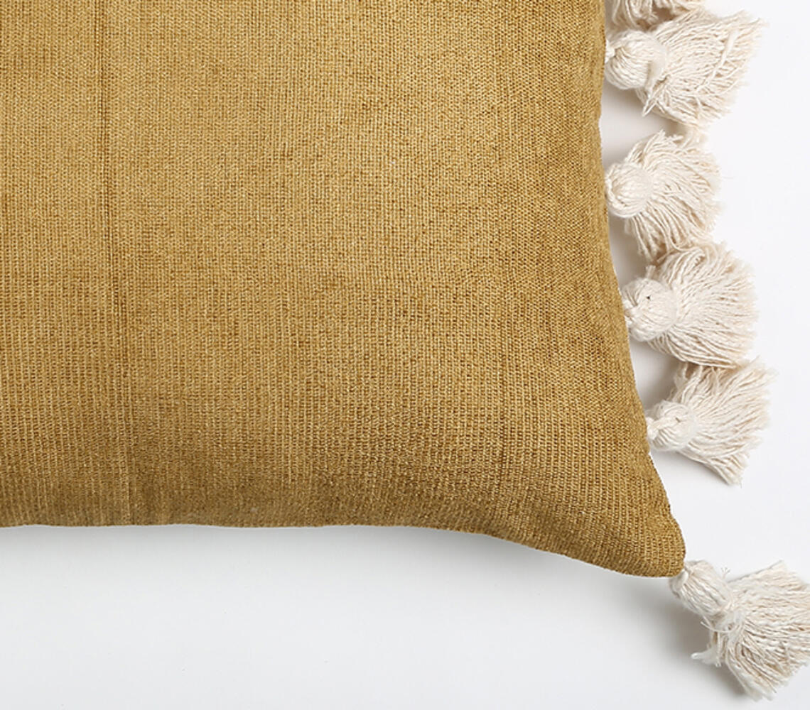 Tasseled Tan Cushion cover-1
