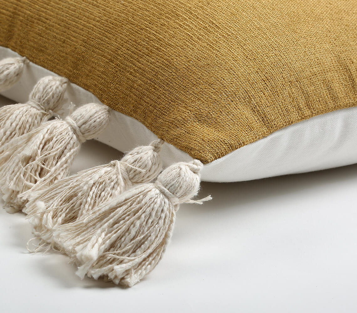 Tasseled Tan Cushion cover-2
