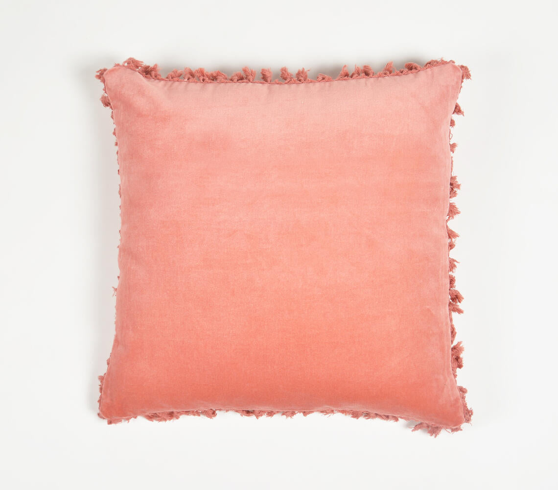 Solid Pink Cotton Cushion Cover-0