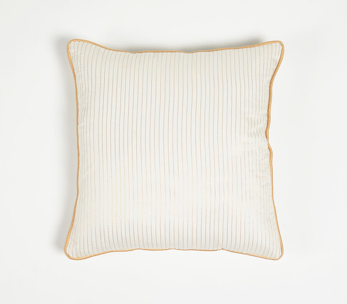 Handwoven Silk & Cotton Striped Cushion Cover-0