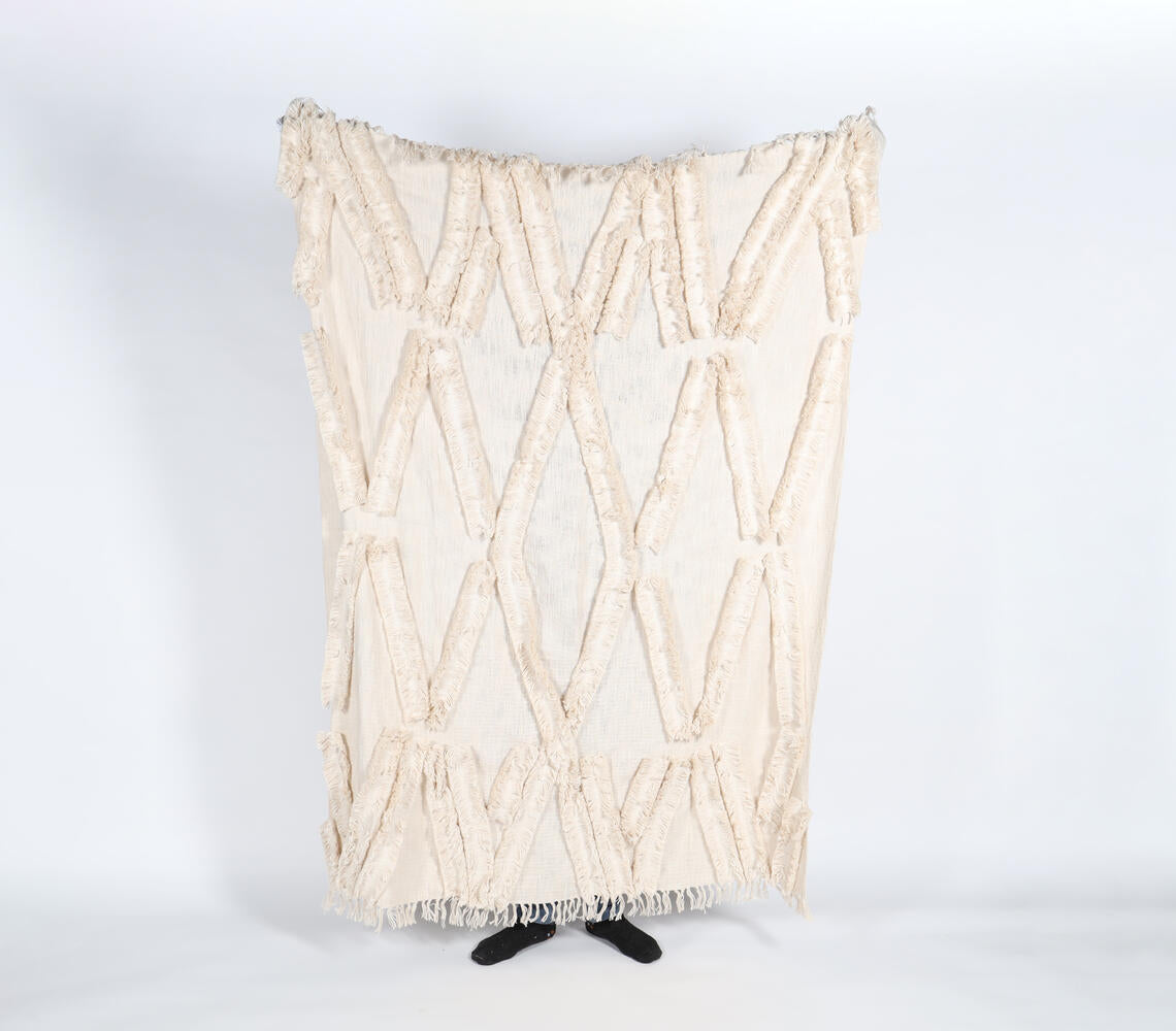Fringed-Diamond Tasseled Throw-0