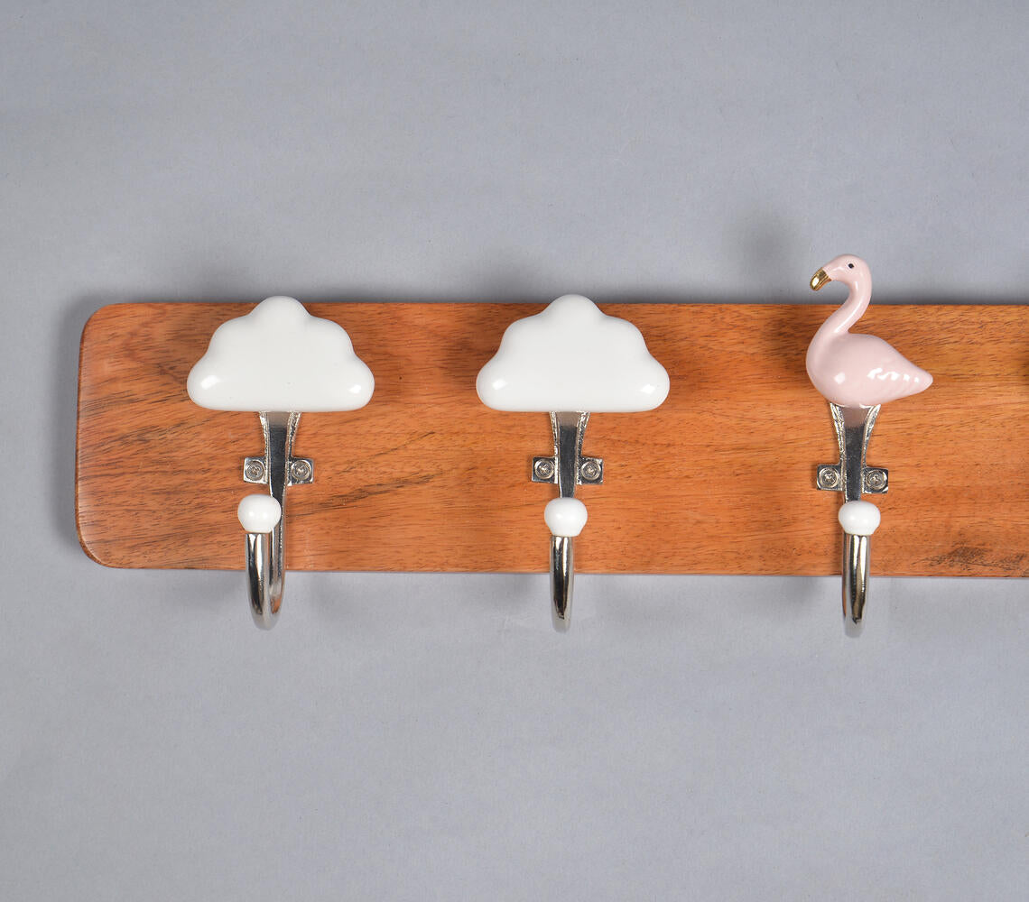 Clouds & Flamingo Wooden Wall Hook-1