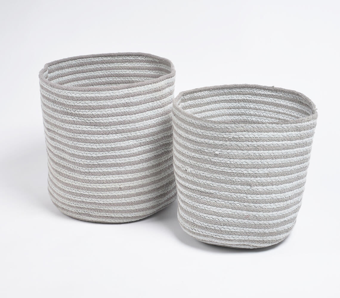Greyscale Braided Cotton Baskets (Set of 2)-0