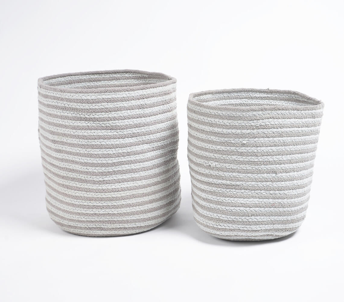 Greyscale Braided Cotton Baskets (Set of 2)-1