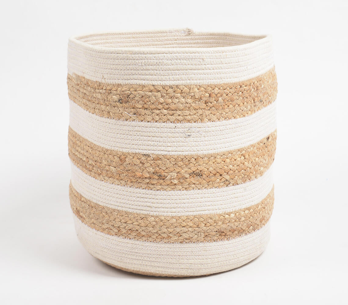 Hand Braided Jute & Cotton Monochrome Basket-0