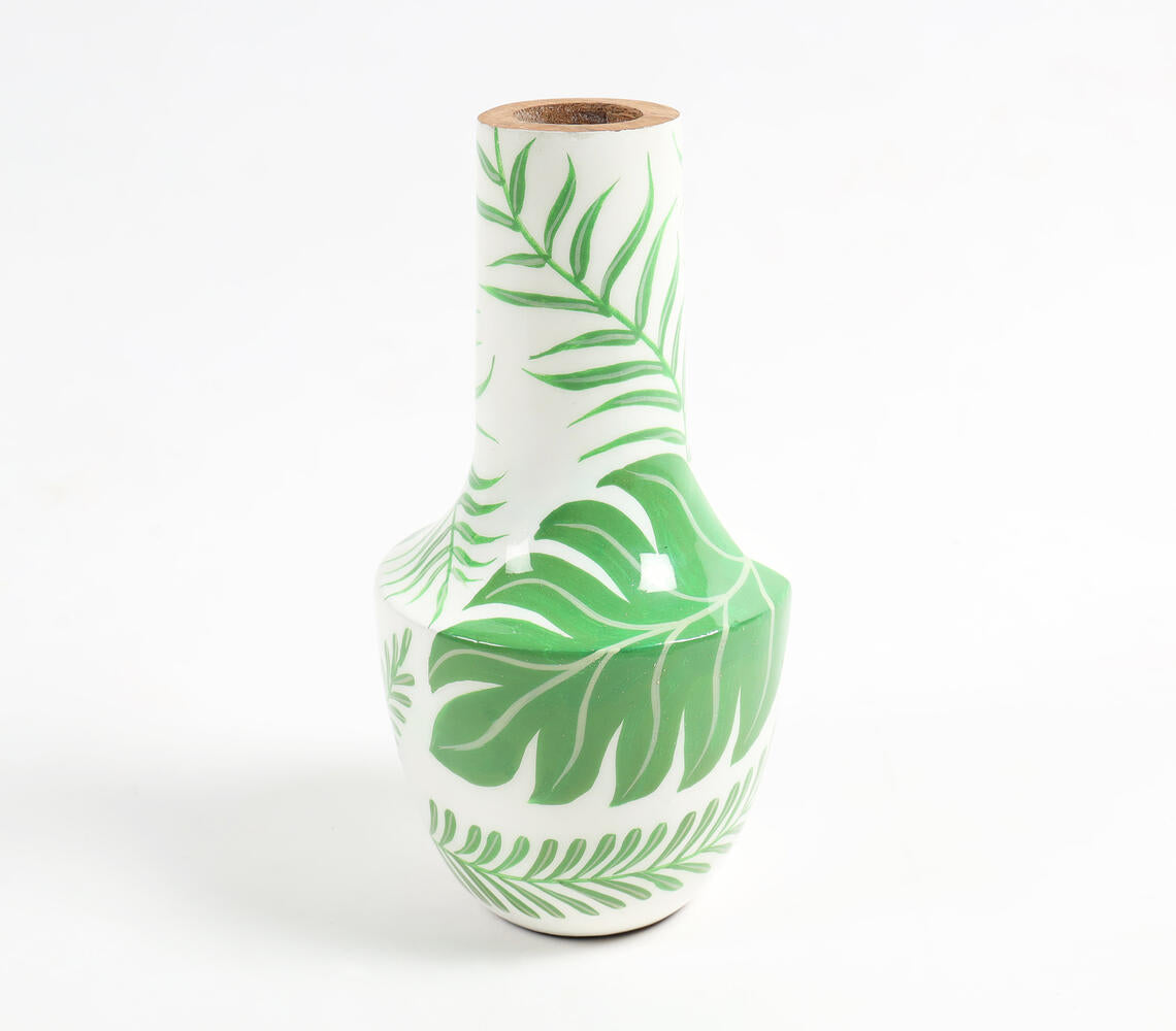 Enamelled Wooden Tropical Vase-1