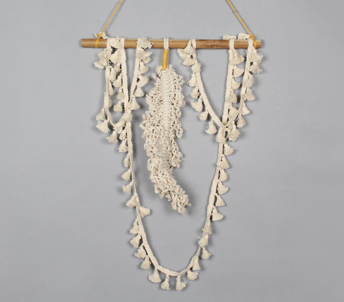 Cotton Macrame & Tasseled Lace Wall Decor-0