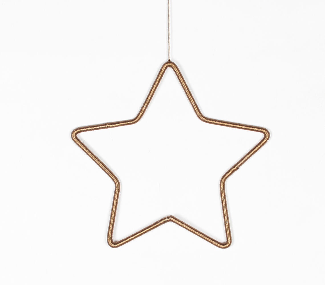 Golden Lurex-Wrapped Star Wall Hanging-0