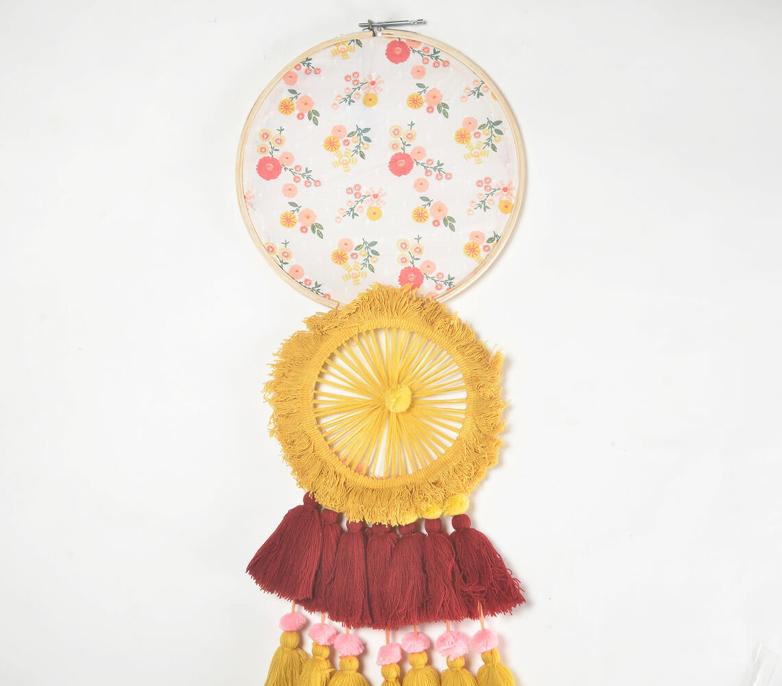 Vintage Floral & Chunky Tasseled Dreamcatcher-1