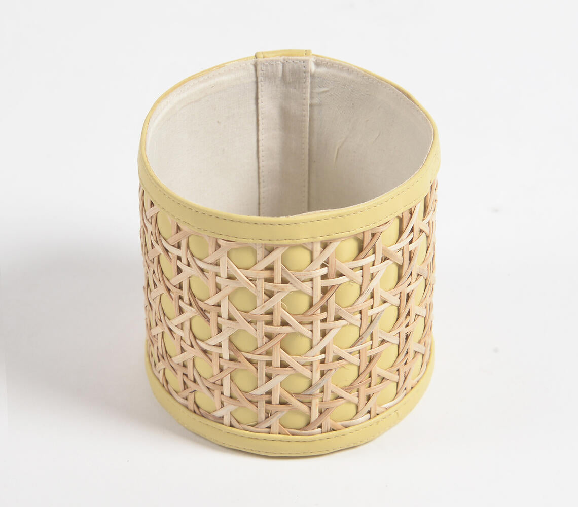 Faux Leather Lemon Yellow Planter-2