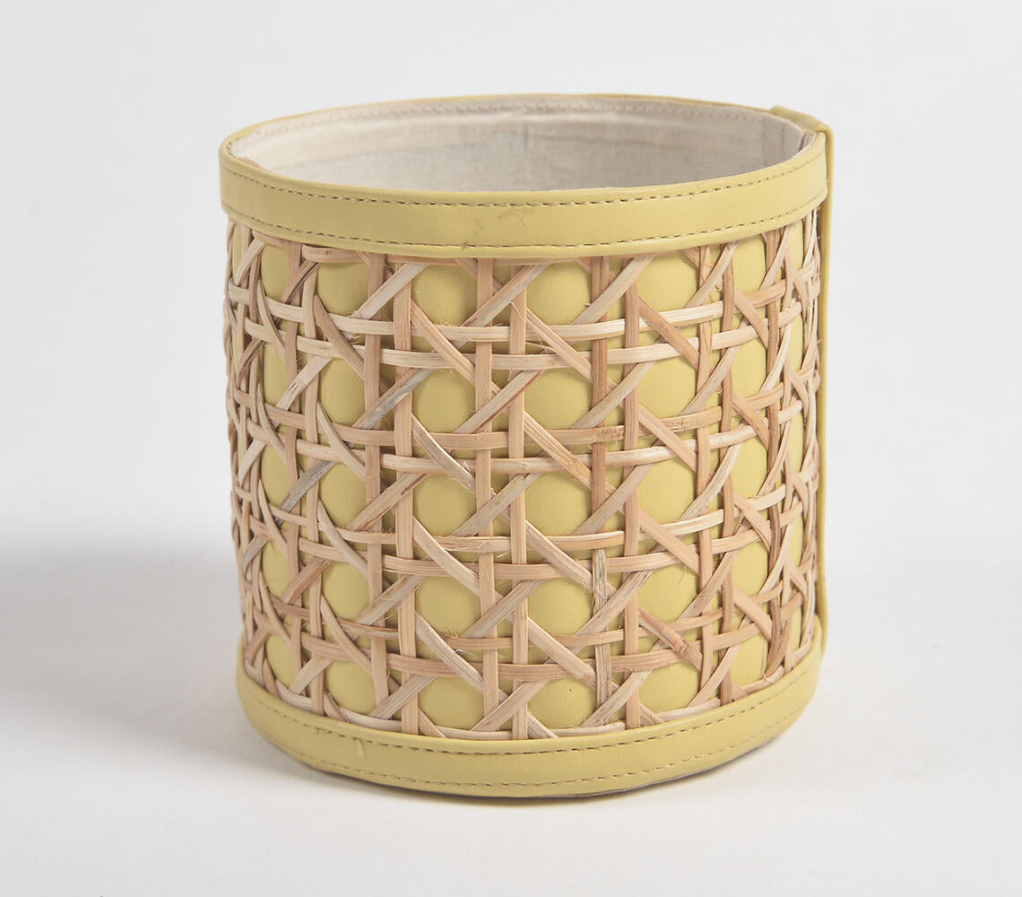 Faux Leather Lemon Yellow Planter-3