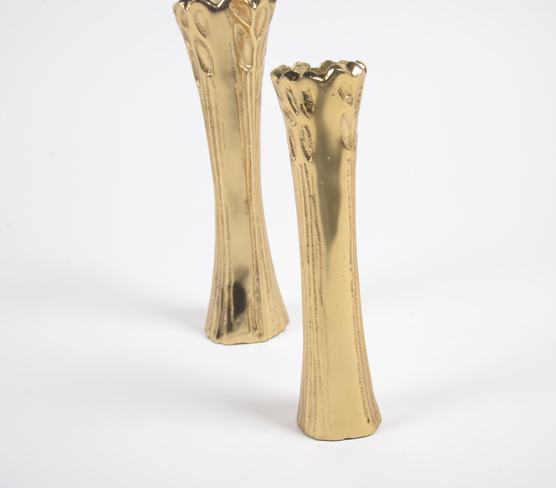 Gold-Toned Aluminium Trunk Flower Vases (Set of 2)-1