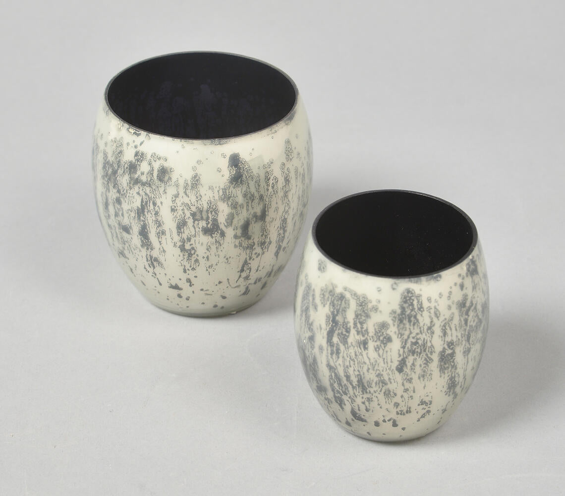 Abstract Mercury Glass Votives (Set of 2)-1
