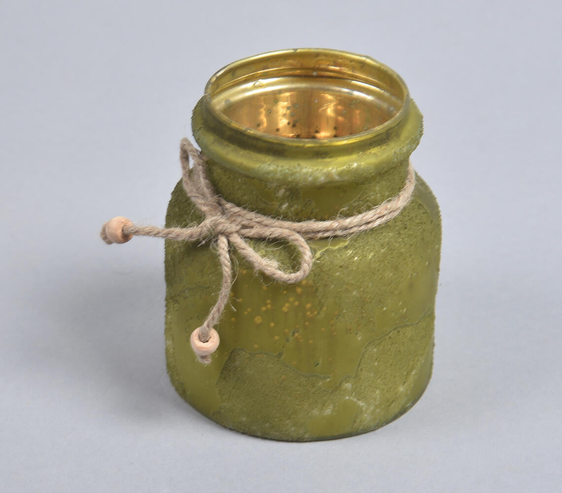 Frosted Golden & Forest Green Glass Vase-0