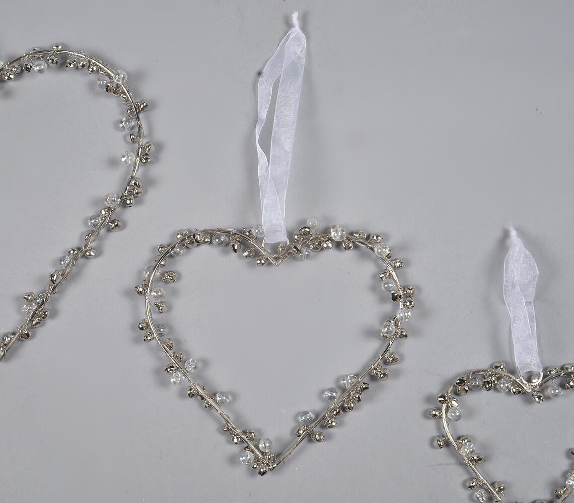 Statement Iron & Beads Valentines Heart Hanging (Set of 3)-1