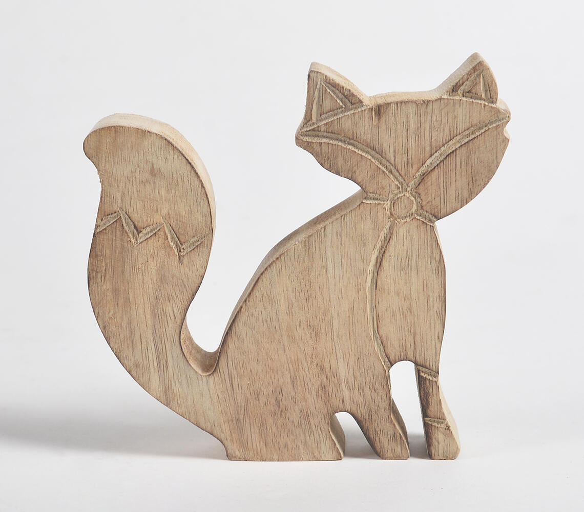 Hand Carved Wooden Decorative Foxes (Set of 2)-3