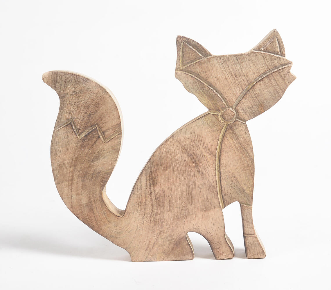Hand Carved Wooden Decorative Foxes (Set of 2)-4