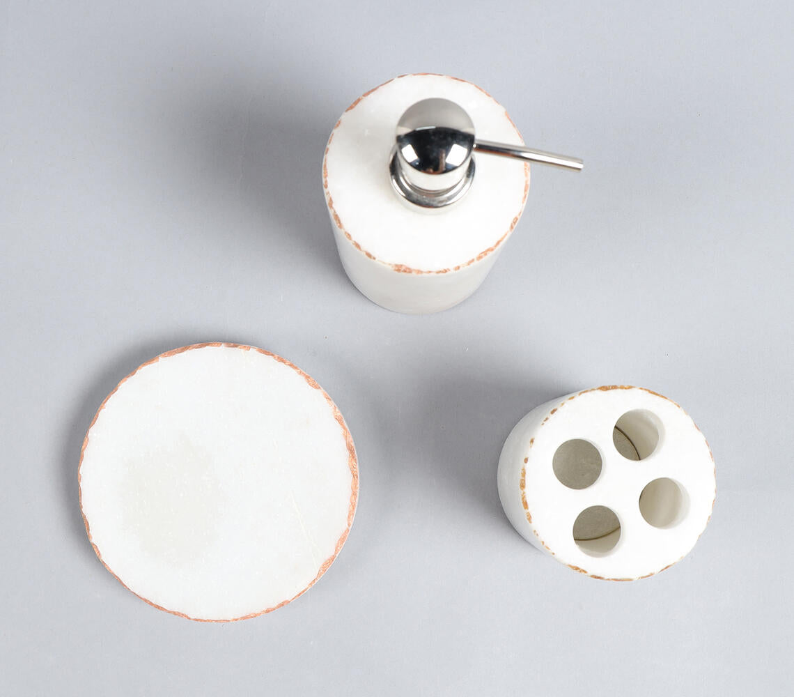 White Marble Classic Bath Accessories Set-3