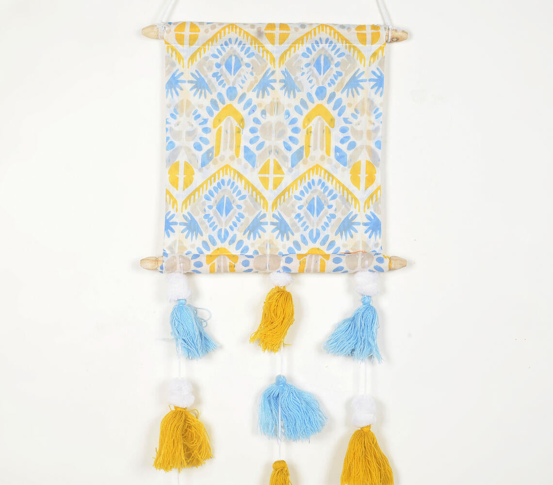 Contrast Textured Cotton & Wood Wall Hanging-1