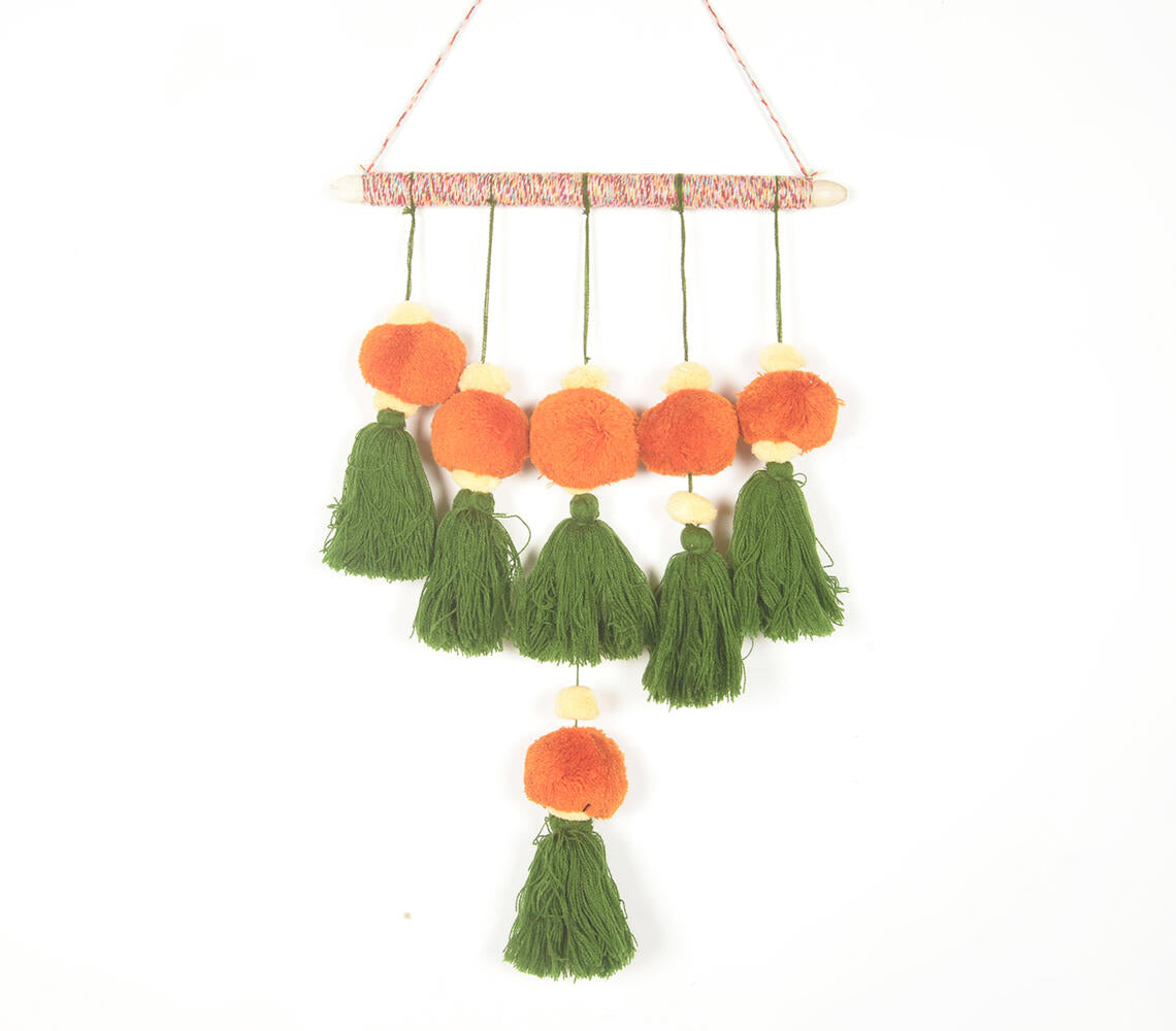 Boho Layered Wall Hanging with Tassels & Pom-poms-0