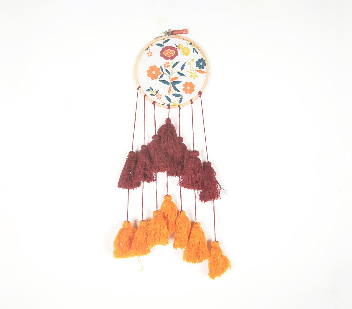 Embroidery Hoop Floral Countyside Tasseled dreamcatcher-0