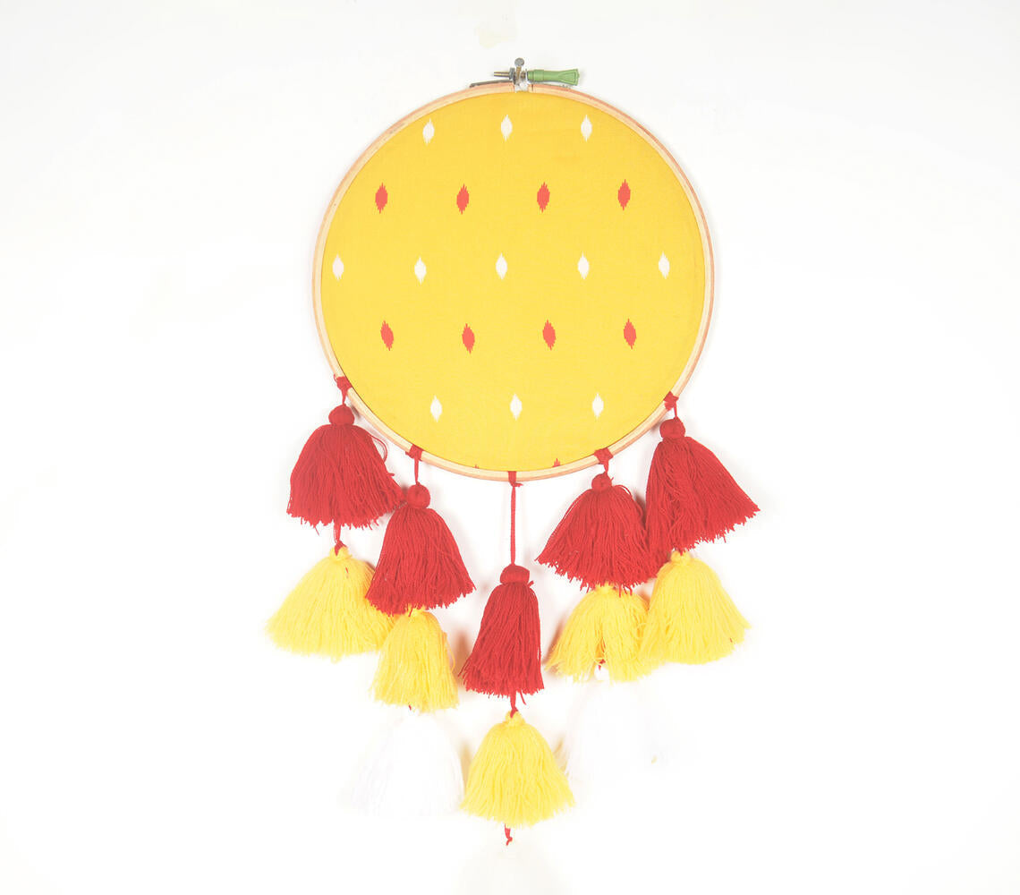 Embroidery Hoop Tasseled Summer Ikat Wall Hanging-0