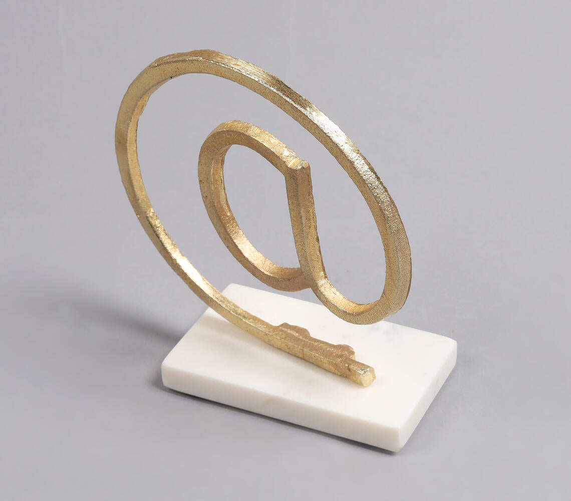 Gold-Toned Iron & White Marble Logogram Tabletop Decorative-1
