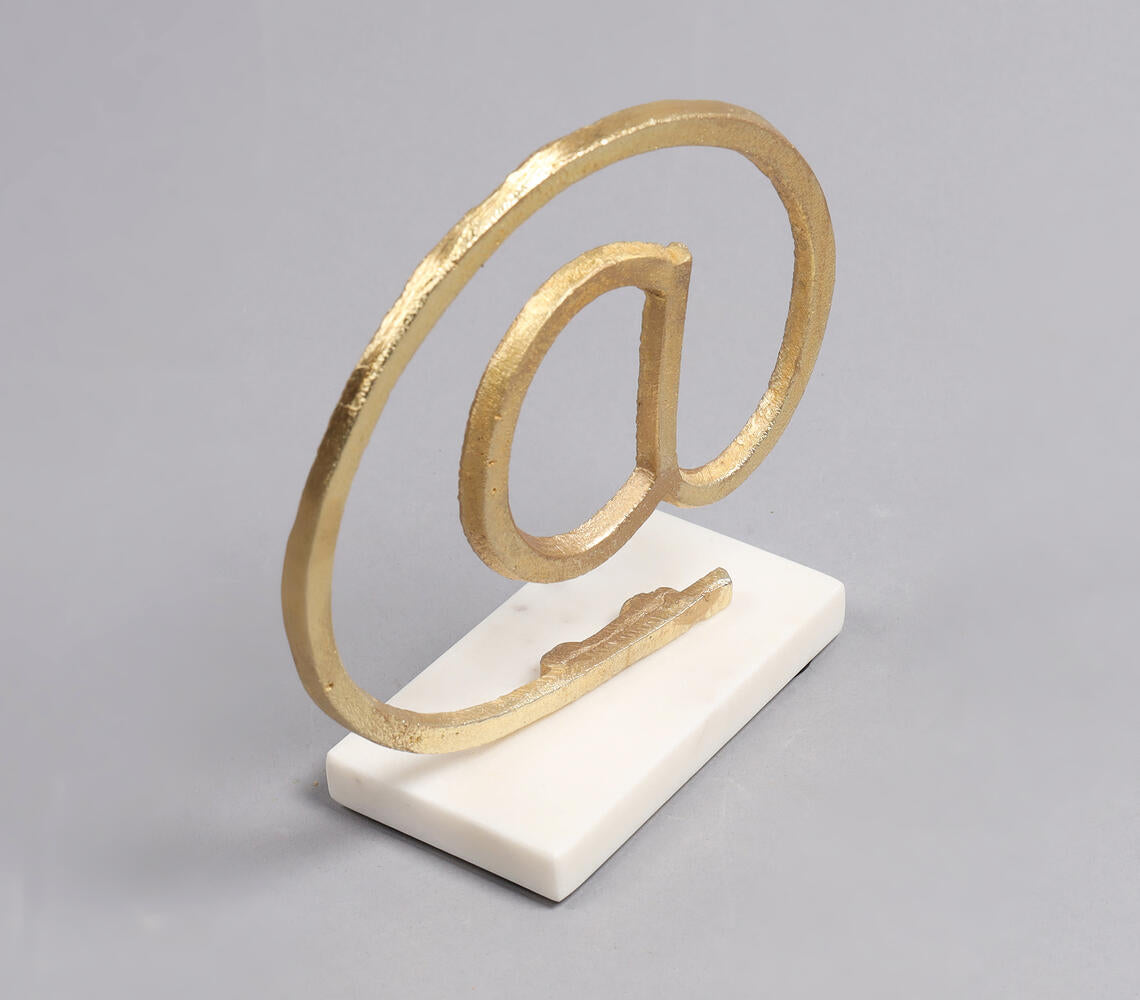 Gold-Toned Iron & White Marble Logogram Tabletop Decorative-2