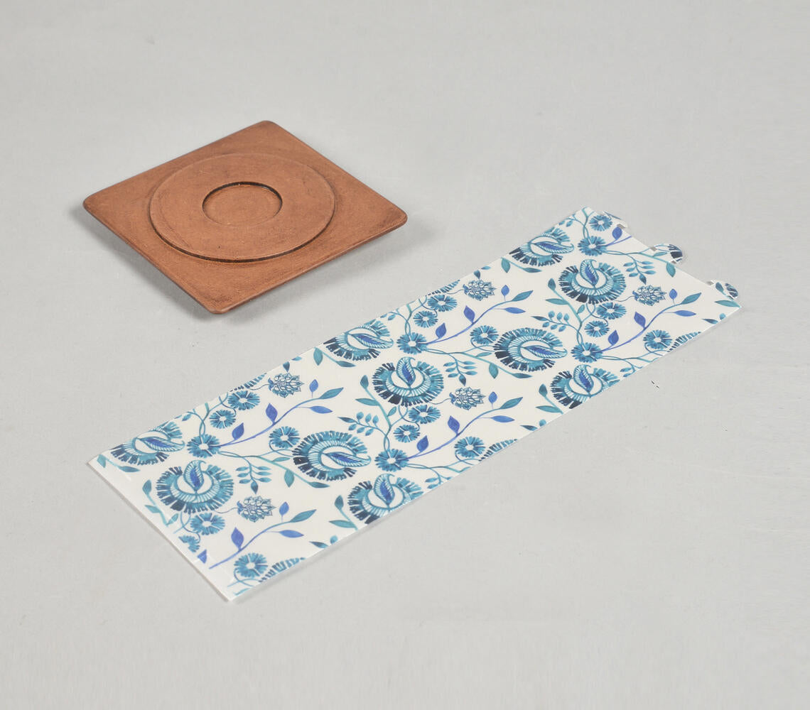 Floral Screen Printed Tea Light shade with MDF Stand-2
