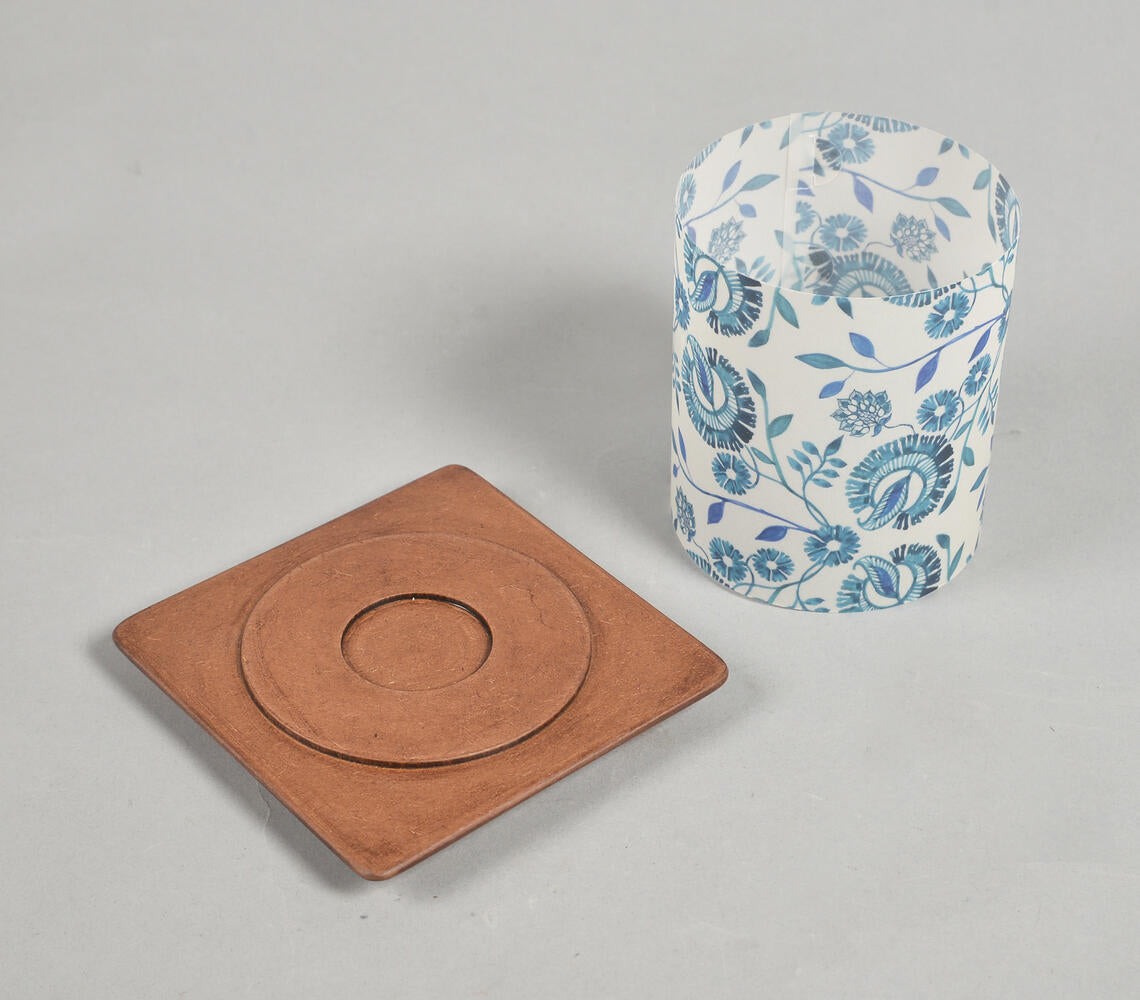Floral Screen Printed Tea Light shade with MDF Stand-3