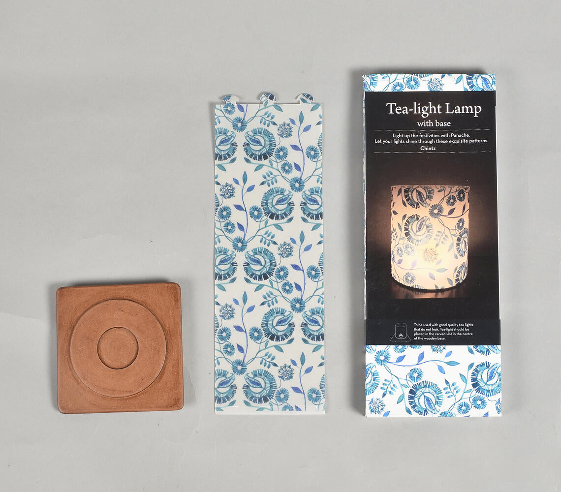 Floral Screen Printed Tea Light shade with MDF Stand-4