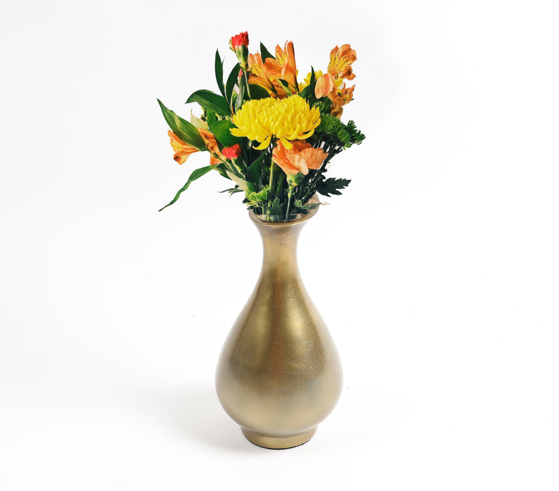 Gold-Toned Aluminium Vintage Flower Pot-0