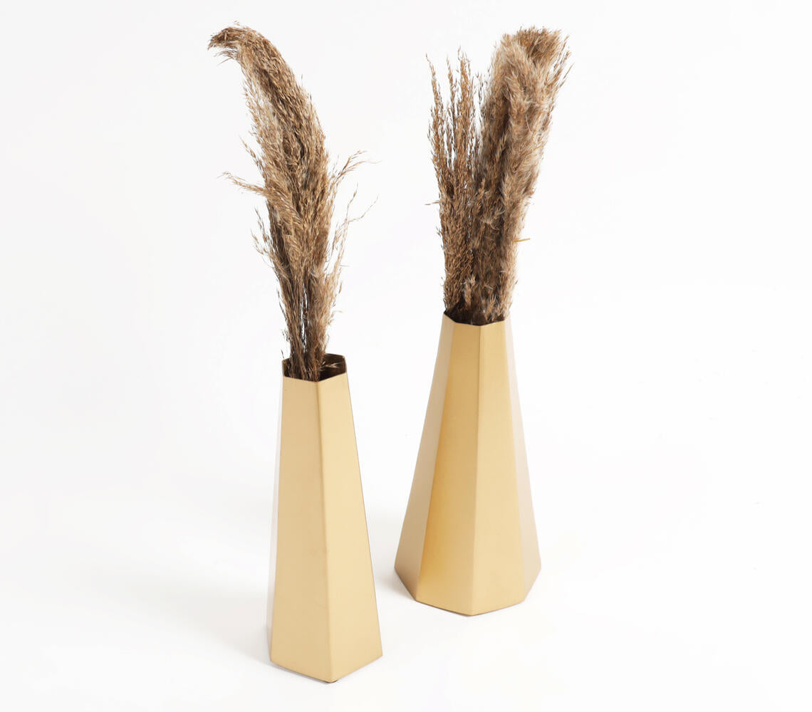 Gold-Toned Iron Geometric-Cut Flower Vases (Set of 2)-0