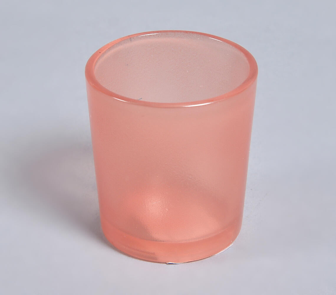 Coral Frosted Glass Votives (set of 2)-2