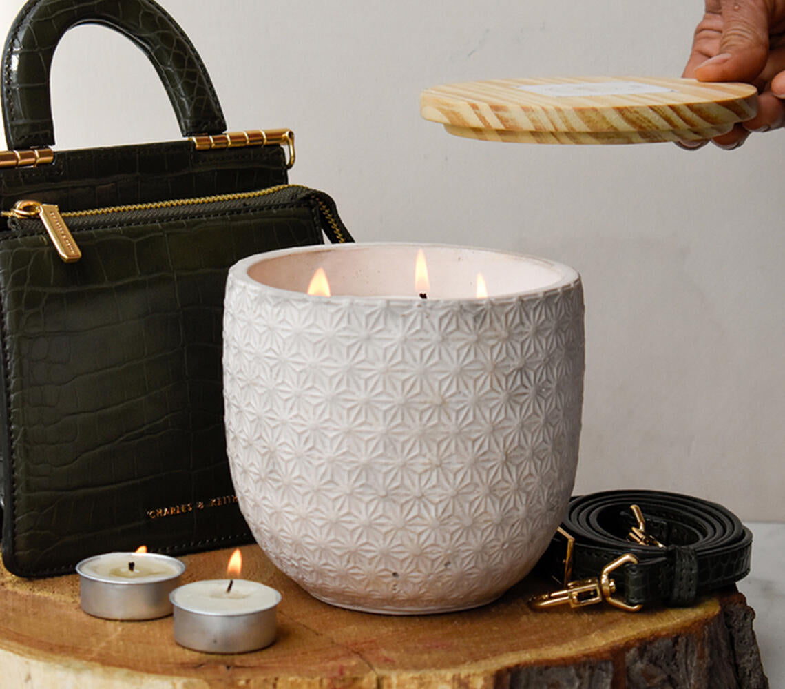 English Vanilla Wax Poured Concrete Jar Candle-0
