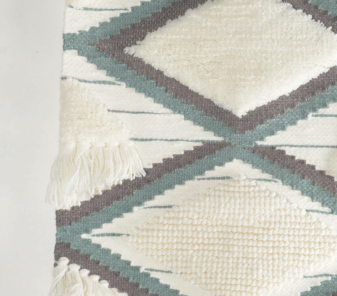 Handwoven & Tufted Geometric Fringed Wall Hanging Eco-1
