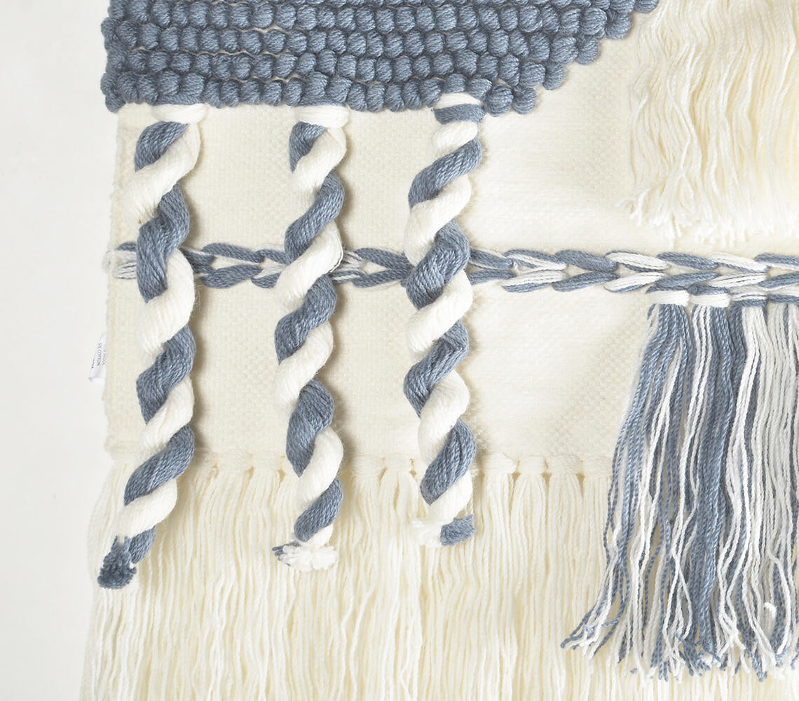 Handwoven & Tufted Abstract Fringed Wall Hanging-1