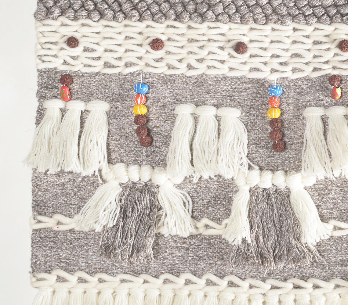 Handwoven Beaded & Fringe tasseled Wall Hanging-1