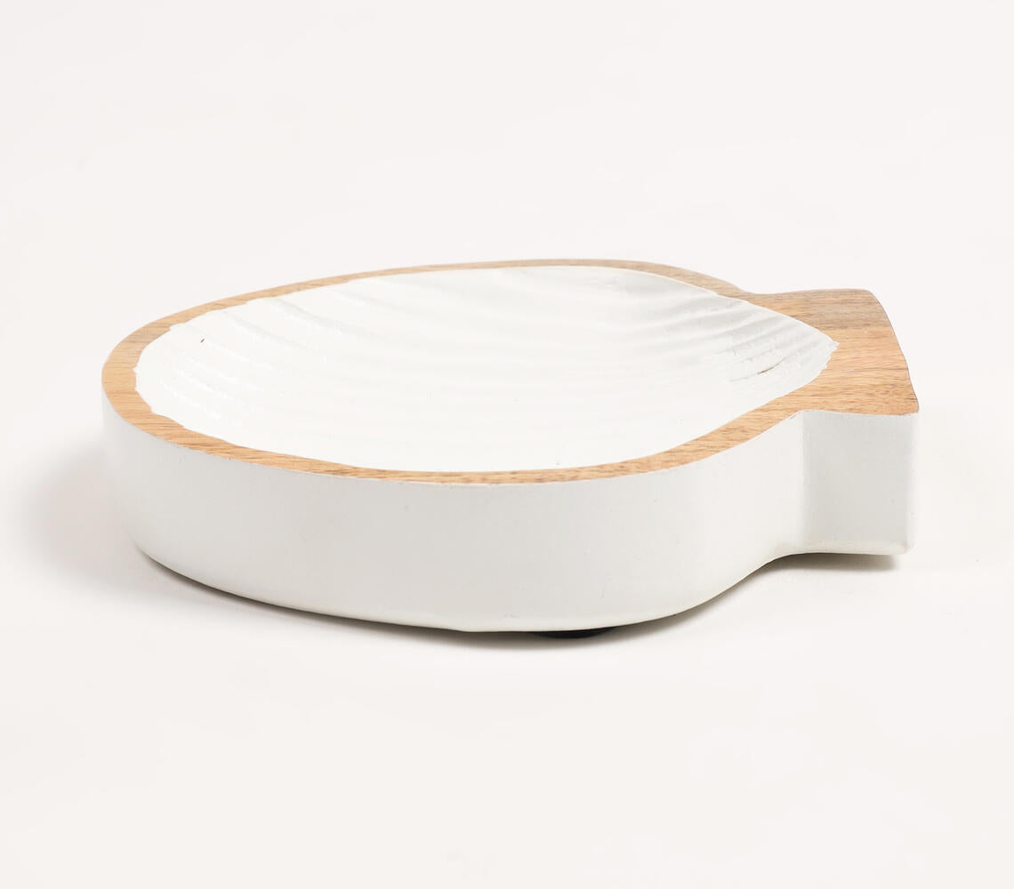 Hand Carved Wooden Clam Shell Serving Platter-3