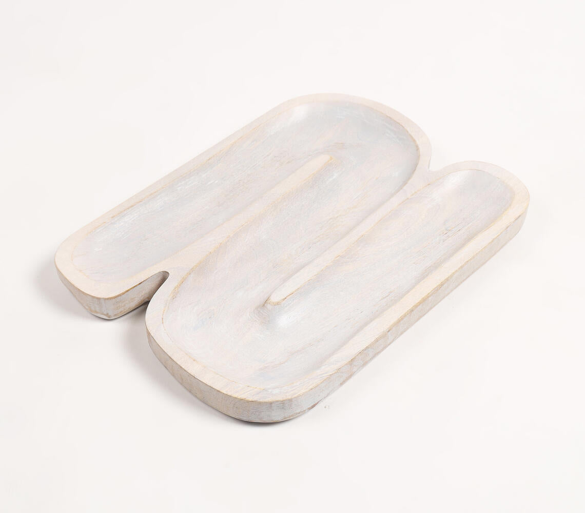 Hand Carved N-Shaped Wooden Platter-1