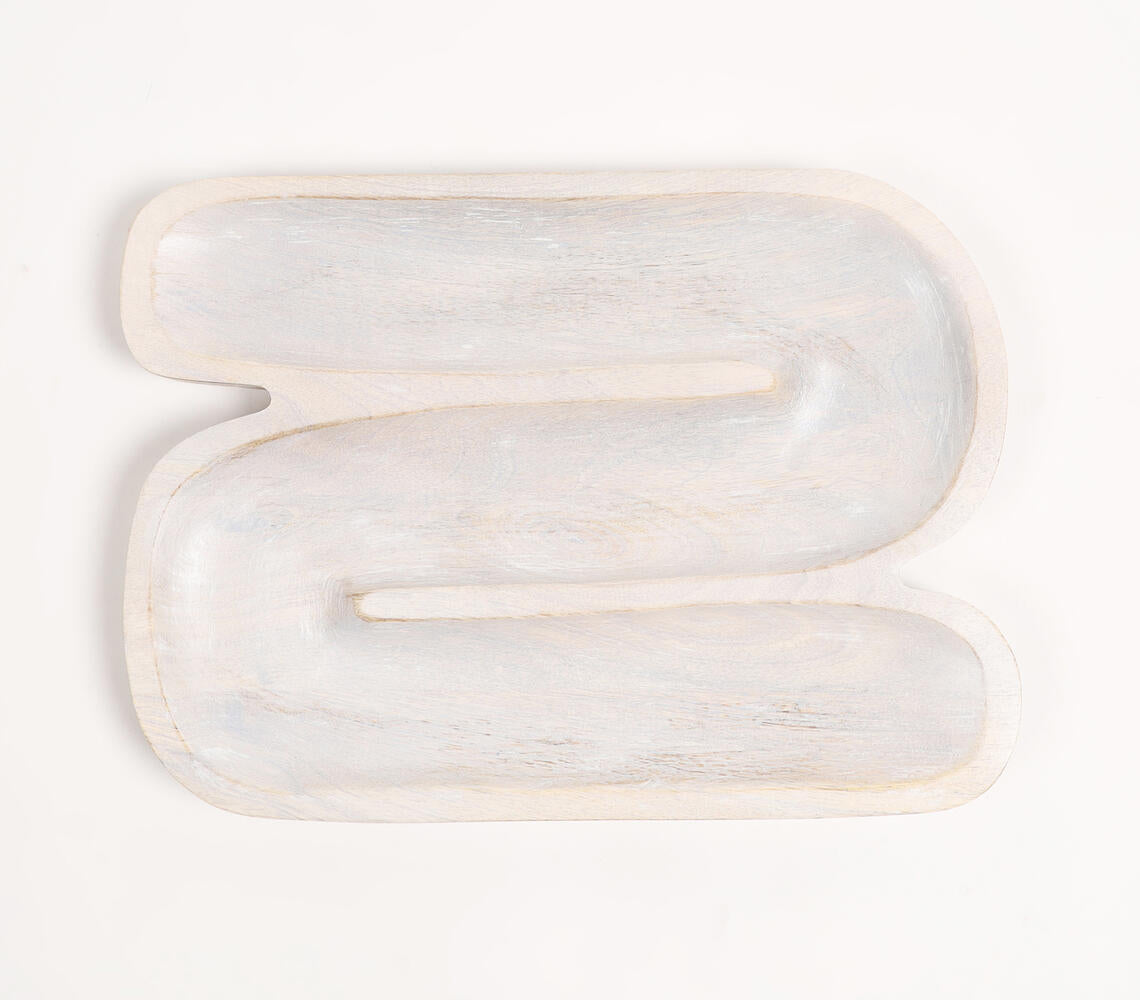 Hand Carved N-Shaped Wooden Platter-2