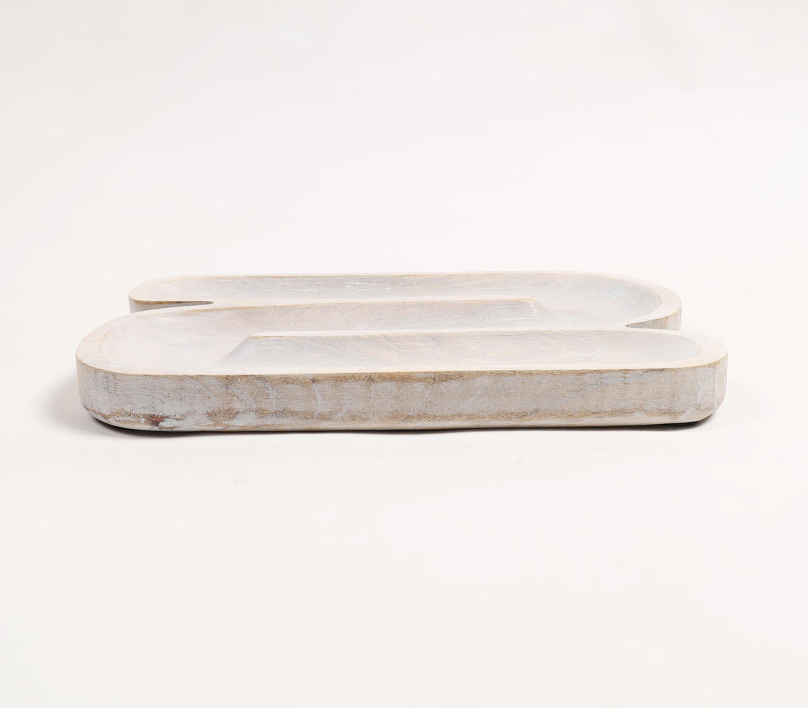 Hand Carved N-Shaped Wooden Platter-3