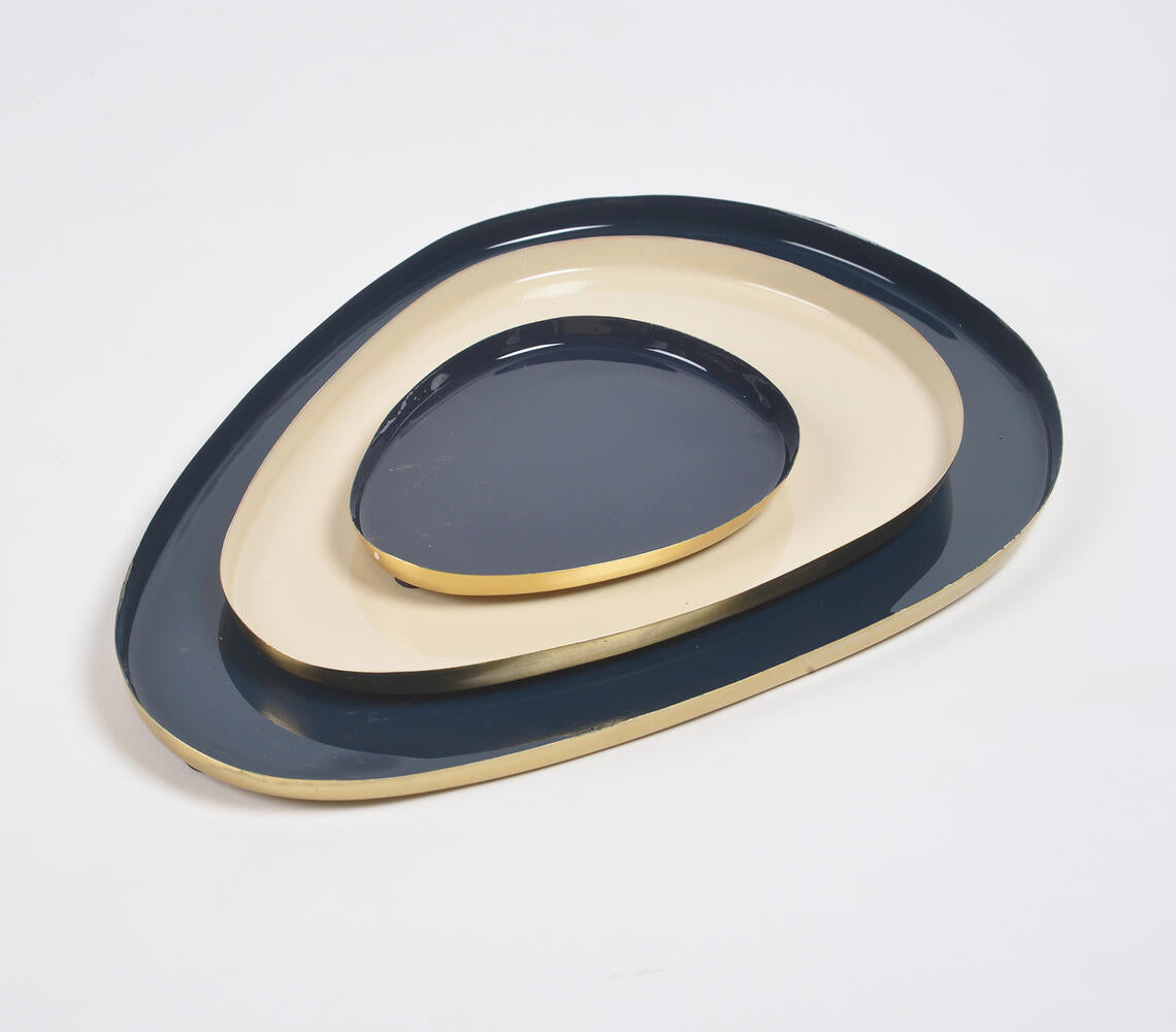 Enamelled Iron Egg-Shaped Snack Trays (set of 3)-1