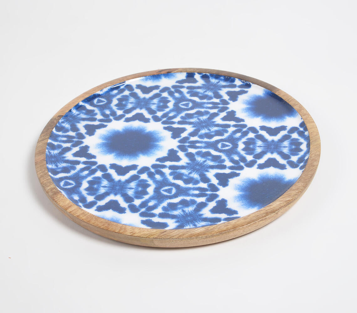 Floral Painted Wooden Serving Platter-1