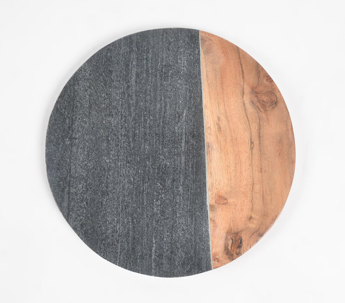 Colorblock Stone & Wood Round Chopping Board-2