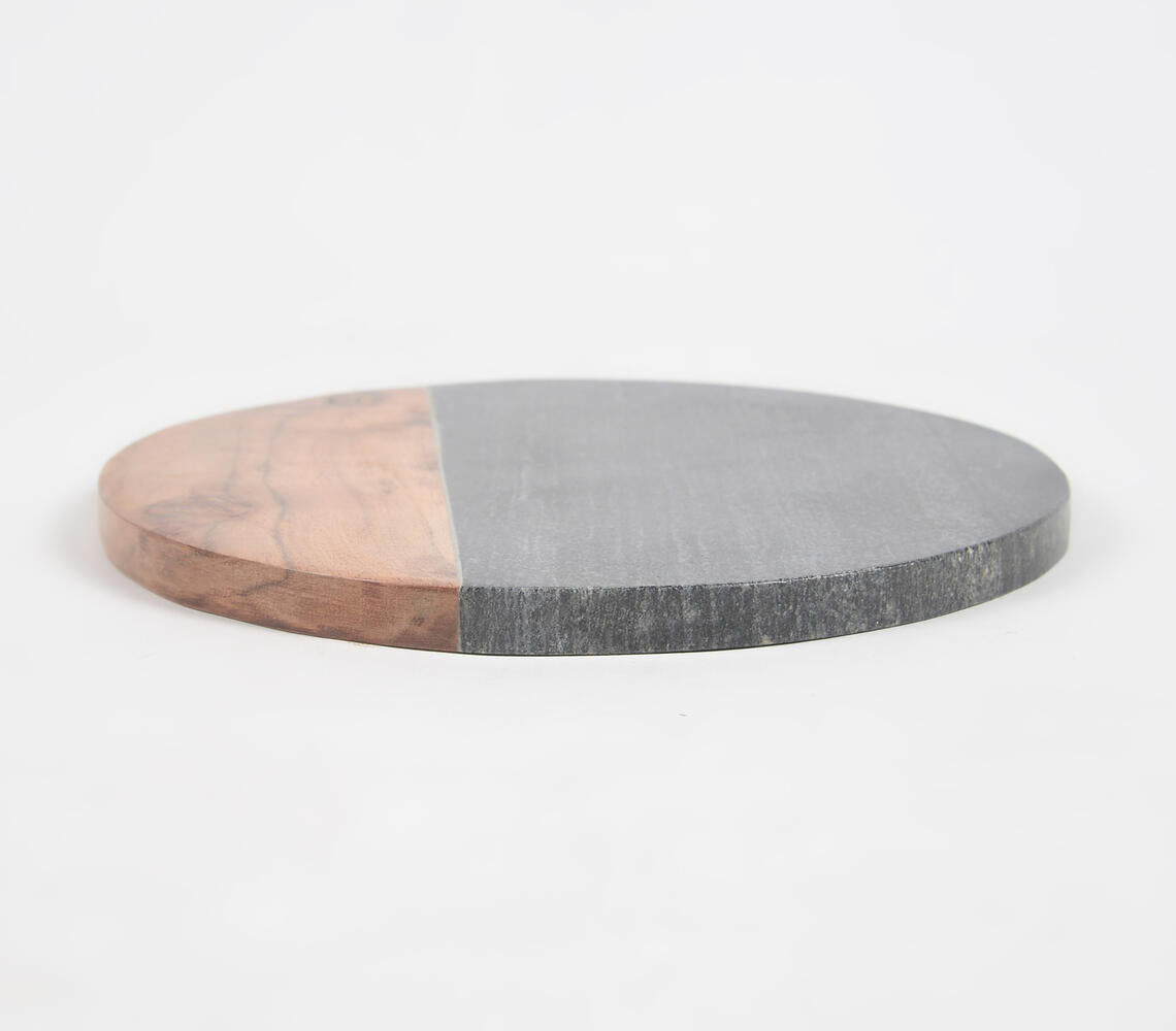 Colorblock Stone & Wood Round Chopping Board-3