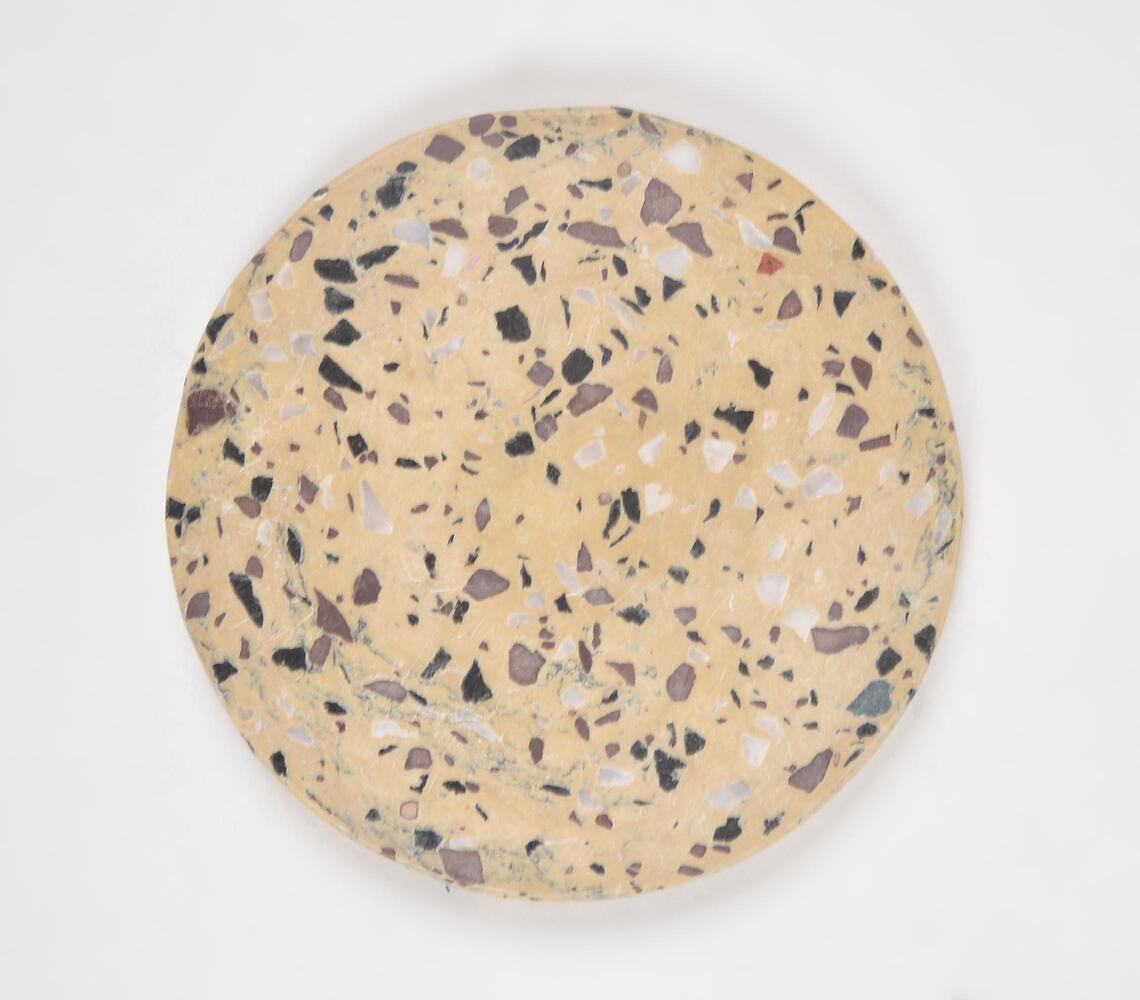 Hand Cut Yellow Terrazzo Stone Coasters (Set of 4)-2