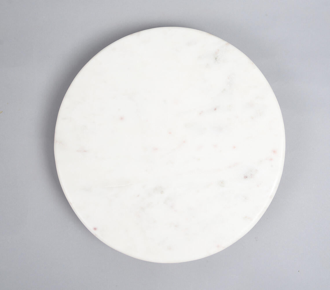 Hand Cut White Marble Cake Stand-2