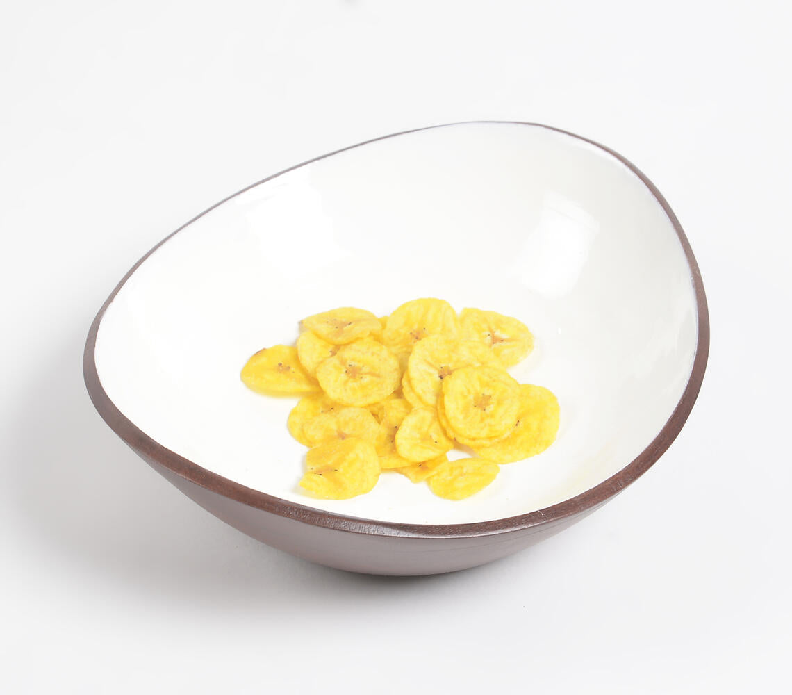 Classic White Turned Wood Bowl-0